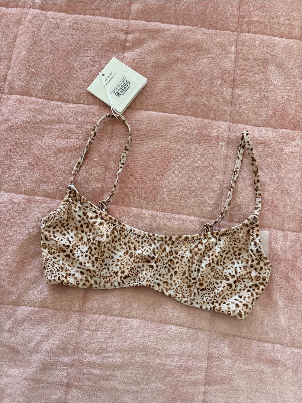 Kulani Kinis Leopard Print Bikini Top - Brown/Cream